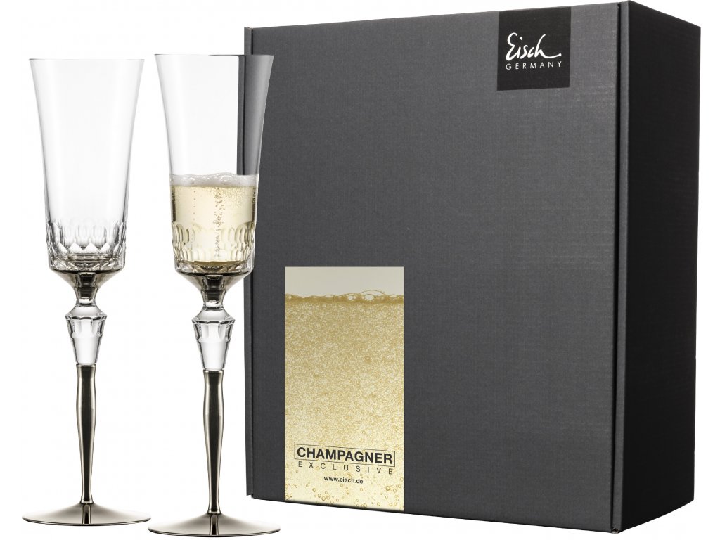 Eisch Sektglas »Champagner Exklusiv«,  Set, 2 Tlg. , Echtgoldauflage, Teilveredelung In Steinoptik 180 Ml 2 Teilig